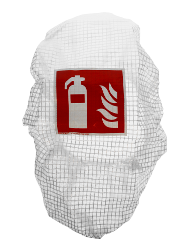 MBS-FIRE Gitternetzschutzhaube für 12kg Feuerlöscher Symbol ISO 7010